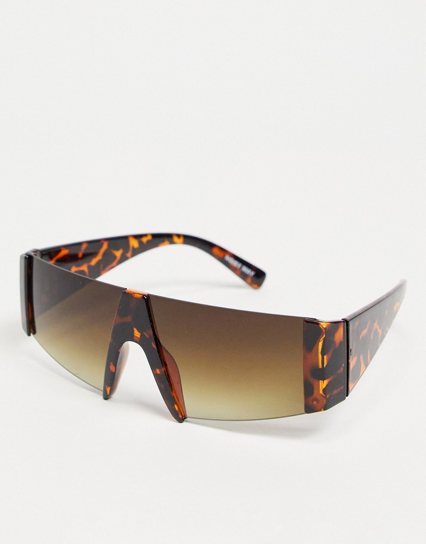 Noisy May wrap visor sunglasses in tortoisehell-Brown