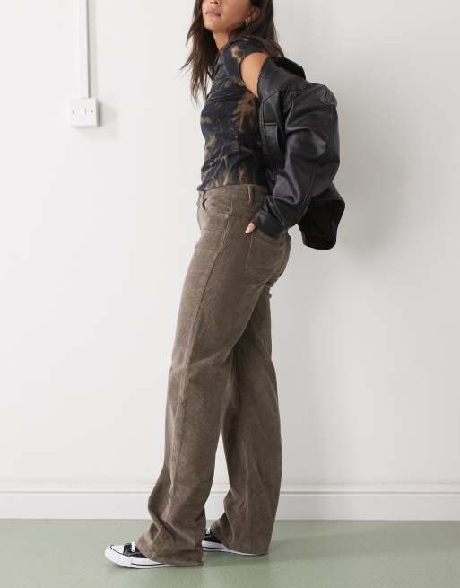 Noisy May – Yolanda – Cord-Jeans in Braun mit mittelhohem Bund und geradem Schnitt, 2 von 5