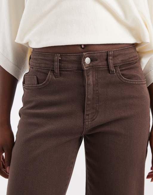 Noisy May Yolanda jeans dritti a vita media color cioccolato, 5 di 5