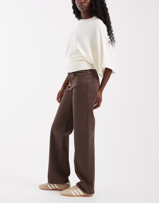 Noisy May Yolanda Mid-Rise Straight-Leg-Jeans in Schokobraun, 3 von 5