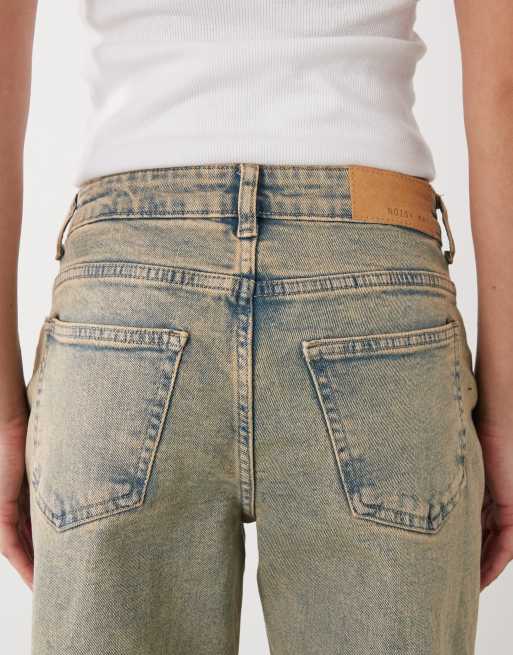 Noisy May Yolanda mid rise straight leg jeans in vintage wash blue, 5 of 5
