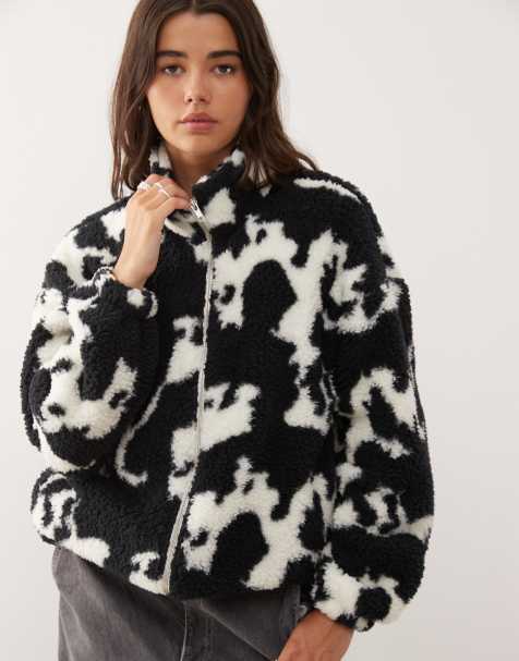 Noisy May zip through fleece in mono cow - view 1
