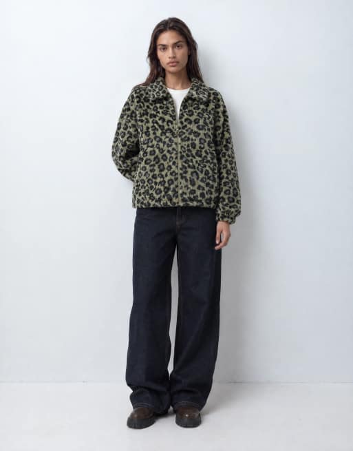 Noisy May zip through lightweight fleece in leopard print, 6 of 8