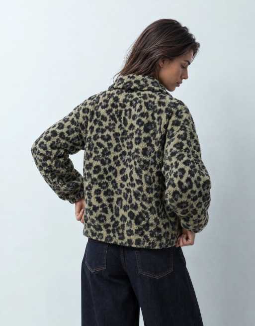 Noisy May zip through lightweight fleece in leopard print, 7 of 8