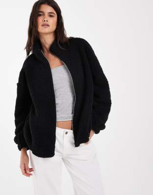 Noisy May Zip Up Fleece In Black
