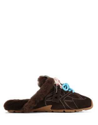 Nokwol Atlas Shearling Mules In Brown