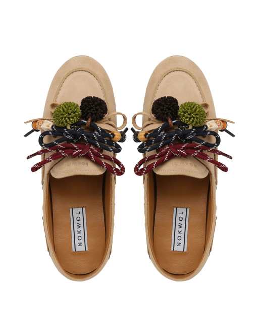 Nokwol Beige suede flats in beige, 4 of 4