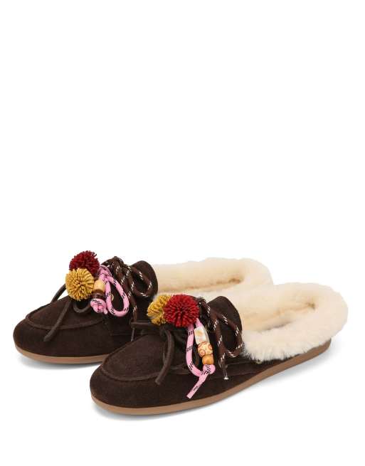 Nokwol Brown shearling mules in brown, 2 of 4