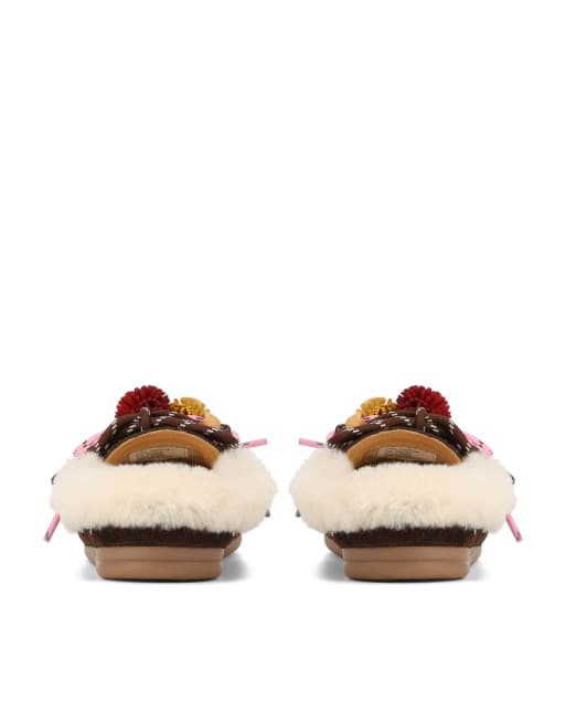 Nokwol Brown shearling mules in brown, 3 of 4