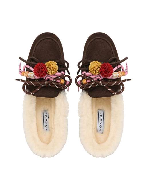 Nokwol Brown shearling mules in brown, 4 of 4