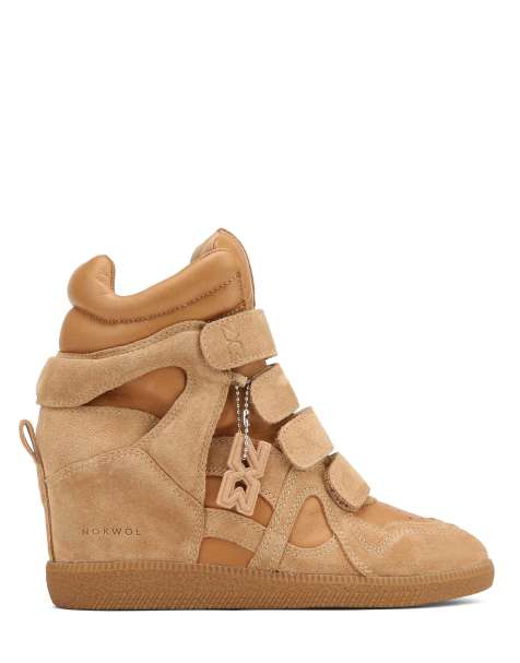 Nokwol Eden wedge trainers in biscuit - view 1