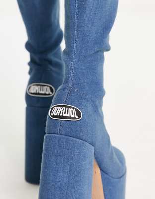 denim platform boots