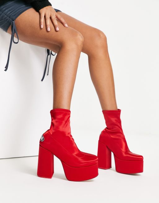 red platform ankle boots