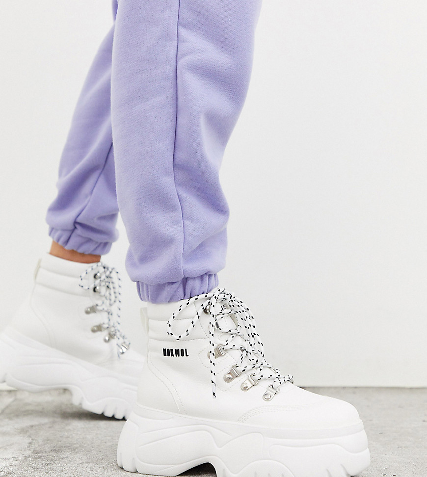 Nokwol - Exclusive Scared - Hybride sneakerlaarzen met plateauzool in wit