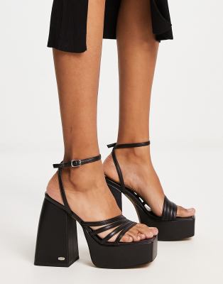 Lulu strappy platform sandals in black