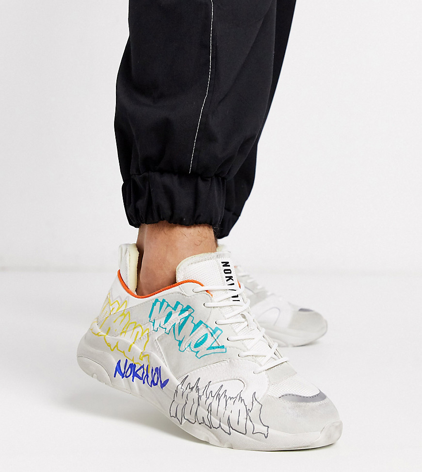 Nokwol lunger graffiti chunky trainers in white