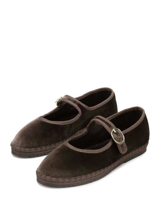 Nokwol Mel velvet mary janes in brown, 2 of 4