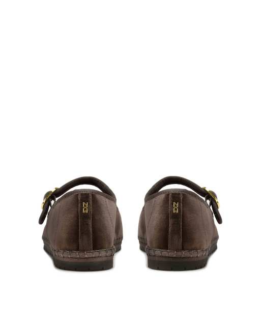 Nokwol Mel velvet mary janes in brown, 3 of 4