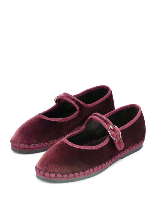 Nokwol Mel velvet mary janes in burgundy, 2 of 4