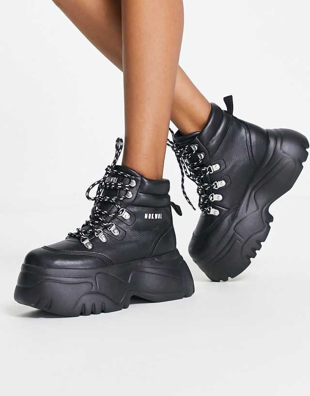 NOKWOL Scared high top chunky sneakers in black