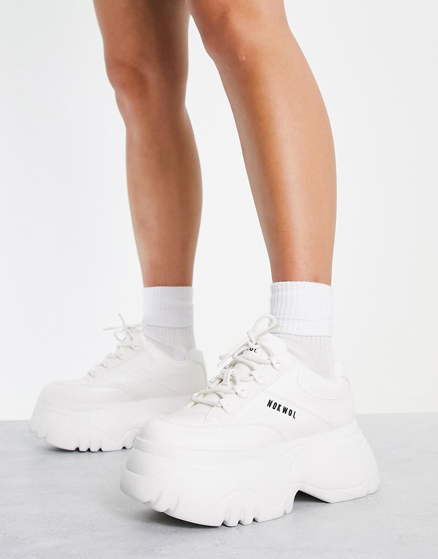 NOKWOL - Scripter - Sneakers bianche con suola spessa-Bianco sneackers donna Bianco