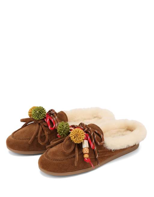Nokwol Tan shearling mules in tan, 2 of 4