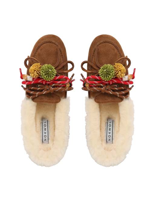 Nokwol Tan shearling mules in tan, 4 of 4