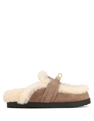 Nokwol Toby Shearling Mules In Brown