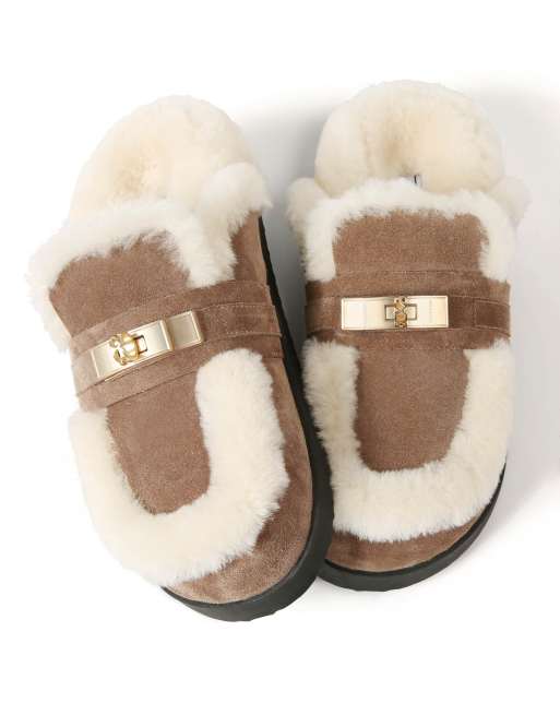 Nokwol Toby shearling mules in mushroom, 7 of 7