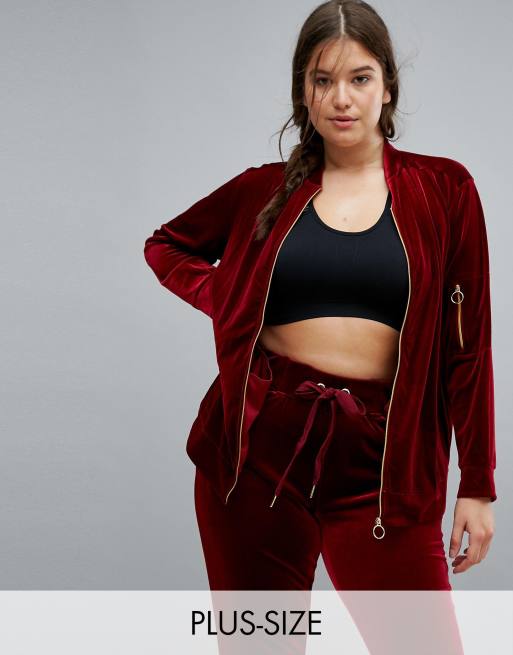 Nola Velour Track Jacket In Burgundy | ASOS