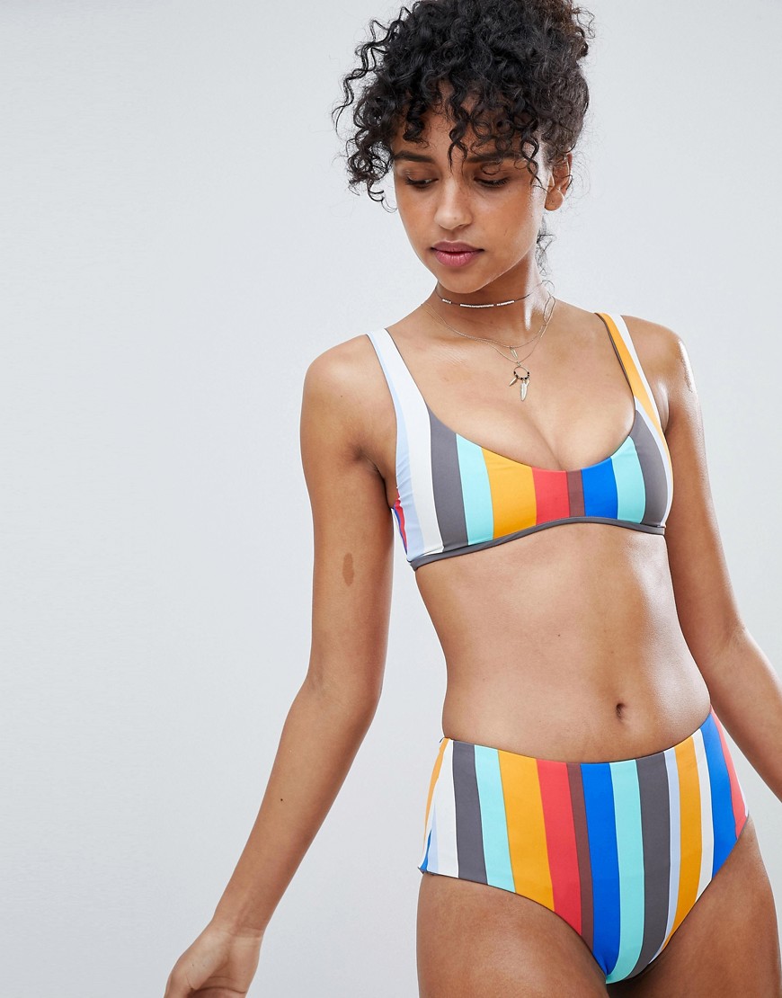Noor højtaljet stribet vendbar bikini fra KIKIRIO-Multifarvet