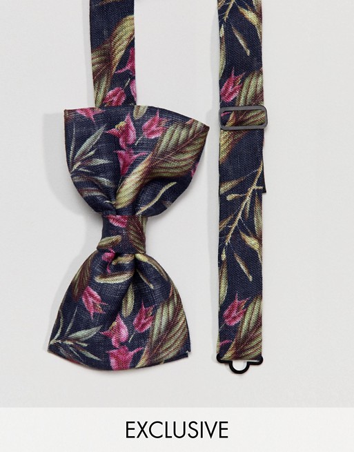Noose & Monkey bow tie in linen floral | ASOS