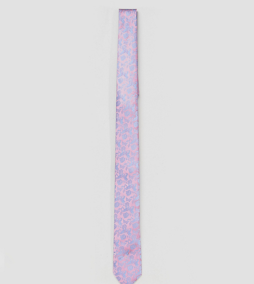 Noose & Monkey - Cravatta a punta in jacquard a fiori-Rosa