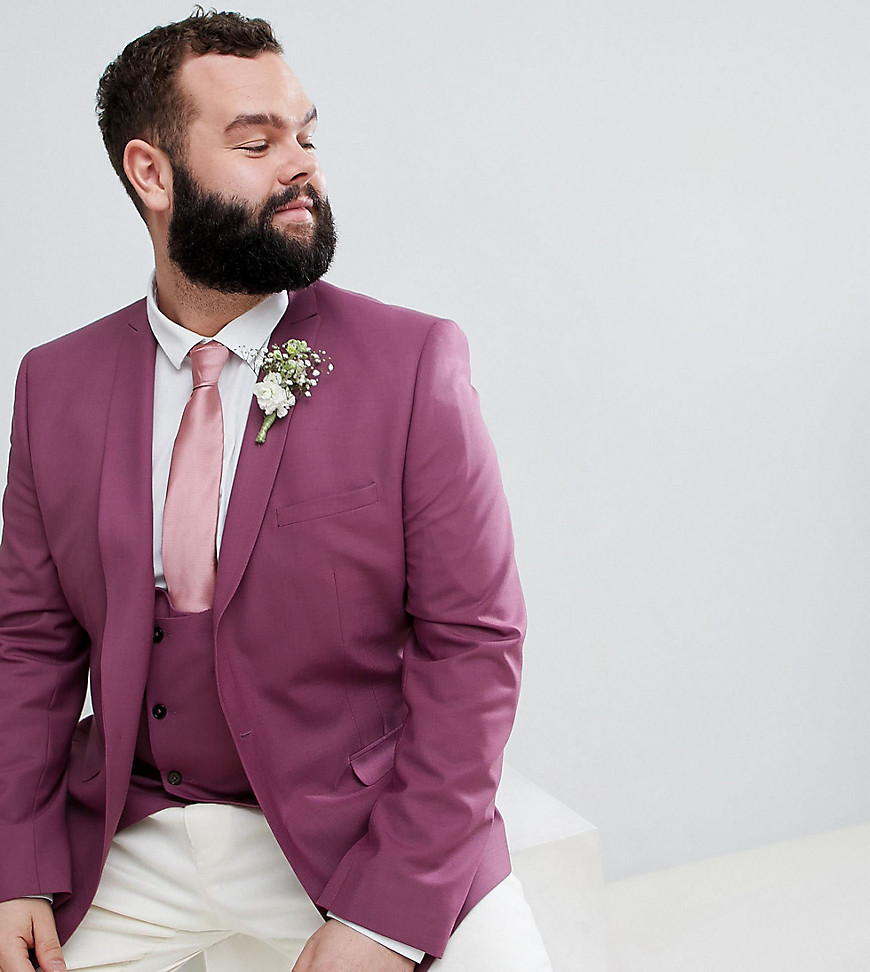 Noose & Monkey PLUS – Kostymjacka till bröllop med smal passform-Lila