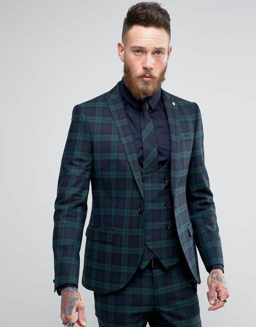 Noose & Monkey Super Skinny Suit Jacket In Check