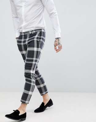 super skinny check trousers mens