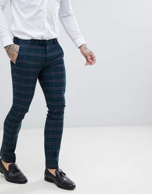 dark green tartan trousers