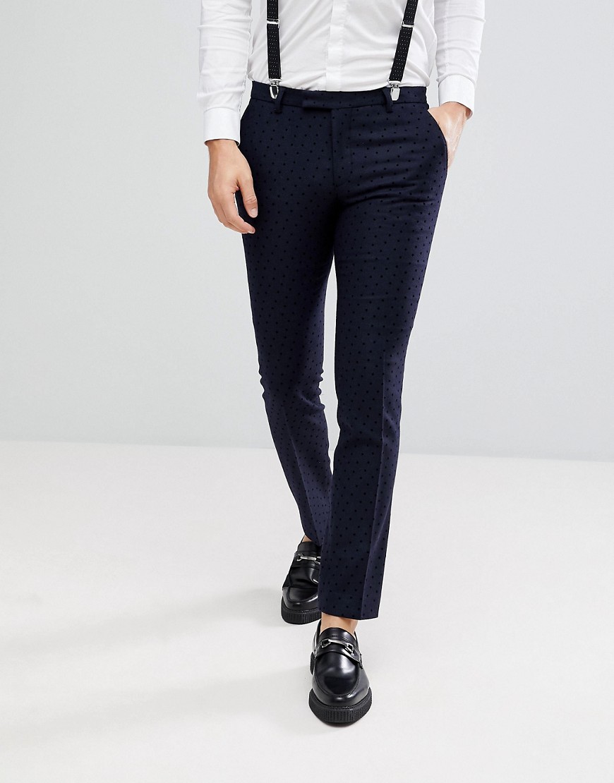 Noose & Monkey Super Skinny Trouser With Stars-Navy