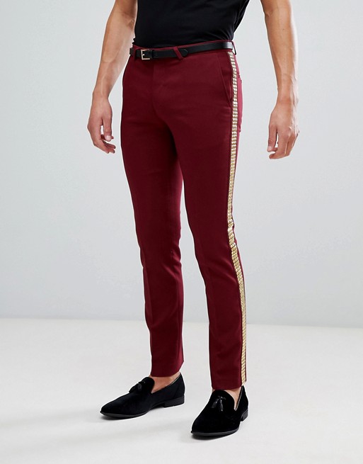 Noose & Monkey Super Skinny Trouser With Stud Side Stripe