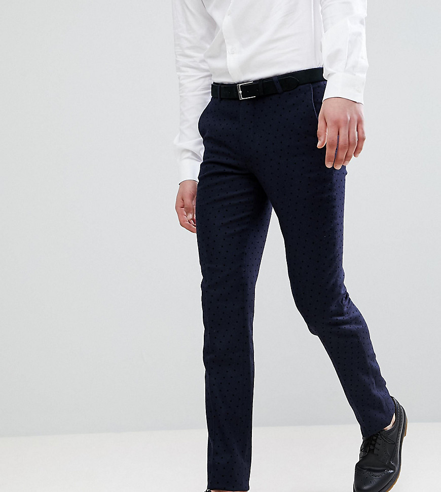 Noose & Monkey TALL Super Skinny Trouser With Stars-Navy