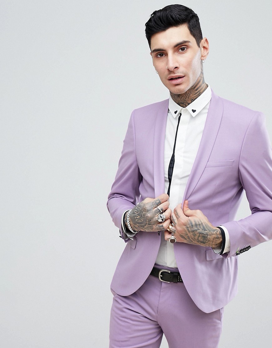 Noose & Monkey Wedding Super Skinny Suit Jacket In Lilac-Purple