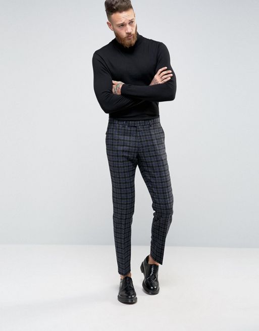 Noose And Monkey Plaid Pants With Stretch In Super Skinny Fit in