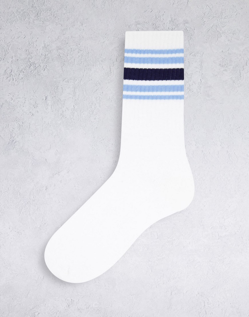 Носки в полоску голубого цвета -Белый Topman 12160019