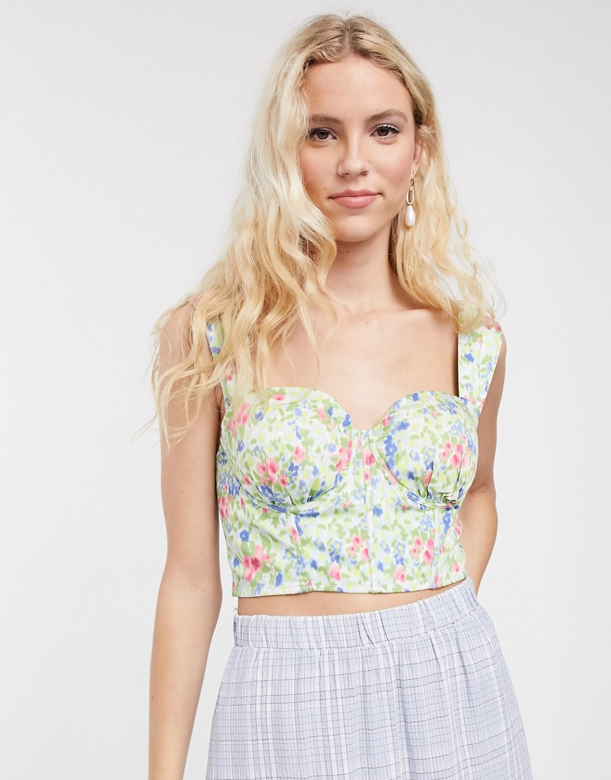 Notes Du Nord odea floral jaquard bustier top in romantic flower-Multi