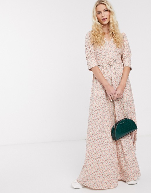 Notes Du Nord ora floral belted maxi dress in flower field