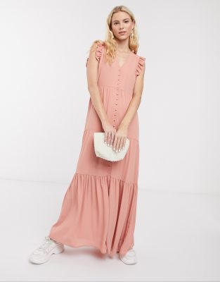 polyester maxi dress with sleeves