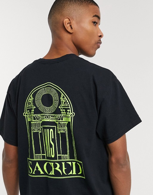 Nothing Is Sacred columns back print t-shirt in black