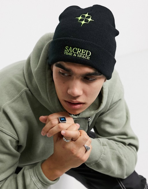 Nothing is Sacred points beanie in black