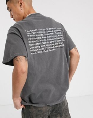 Nothing is Sacred - T-shirt met tekstprint in grijs