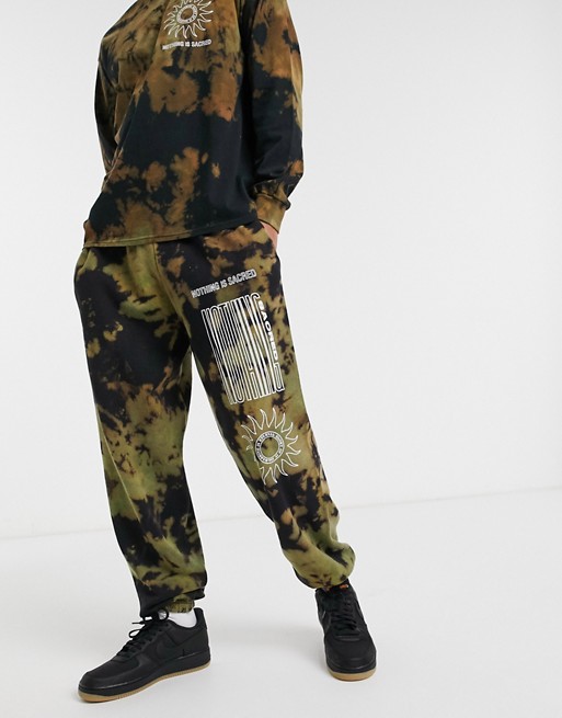 Nothing is Sacred tie dye jogger in black and green